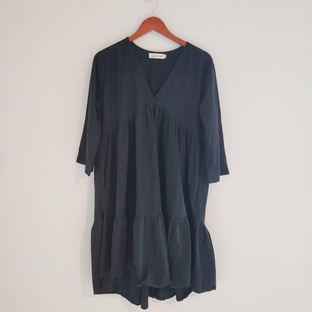 Johnny Was Black V-Neck Mini Dress - Picture 2 of 6